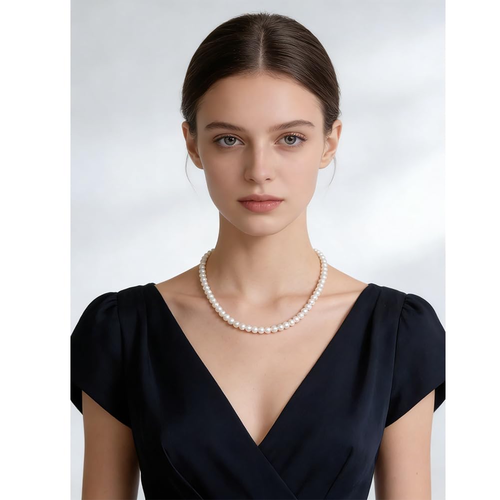 Imitation Pearl Necklace for Women Round Bead Beaded Pearl Choker Necklace Bead Pearls Necklaces Trendy Jewelry Gift 2.5 3 4 5 6 7 8 10 12 MM (8 mm)