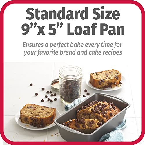 GoodCook Nonstick Loaf Pan 9 x 5-Inch Heavy-Duty Steel Bakeware with Easy-Clean Non-Stick Coating, Oven & Dishwasher Safe Pan for Meatloaf Breads Lasagnas Casseroles & More, Set of 2, Gray