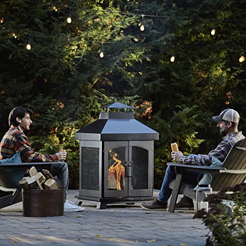 Endless Summer 45" Wood Burning Steel Outdoor Fireplace