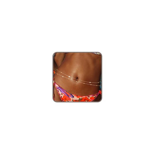 Gold Body Chain for Women Belly Waist Chain Sexy Bikini Beach Jewelry for Women Waterproof Cute Hips Stomach Sequin Coin Beaded chain Belt Summer Vacation Accessories Gift Bohemian Boho Jewelry