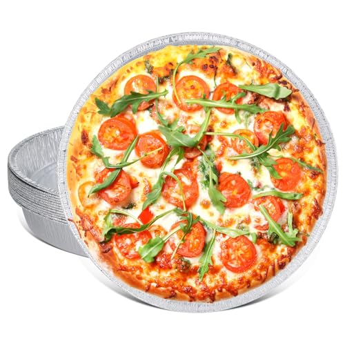 12 Inch Aluminum Pizza Pans, 12 Pack Disposable Round Foil Pizza Pan Trays, Oven & Freezer Safe Disposable Pizza Pan for Baking, Serving, Catering & Parties