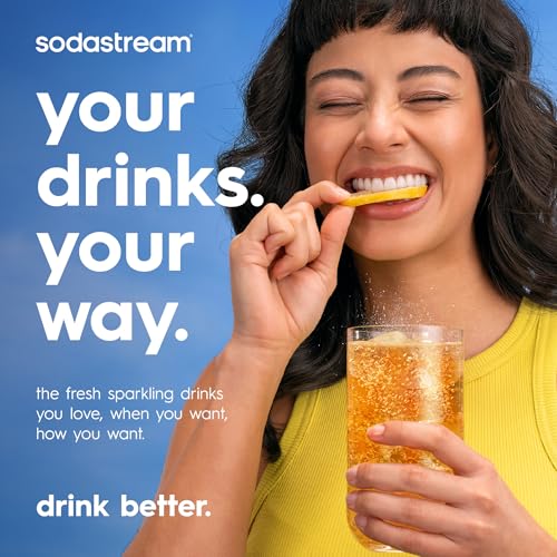 SodaStream TERRA Sparkling Water Maker, CO2 Bundle, CQC CO2 System, Includes 3 Quick Connect 60L CO2 Cylinders, 1 Dishwasher Safe BPA Free Bottle, Make your own Pepsi, Black