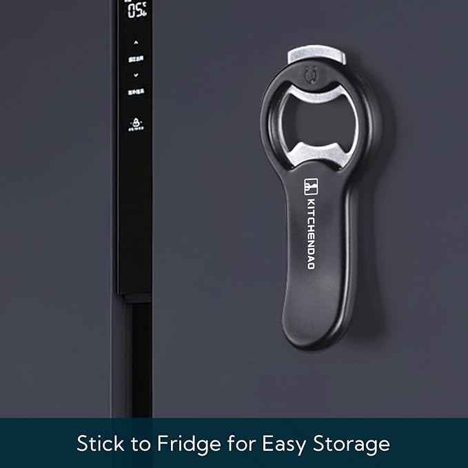 KITCHENDAO 2 in 1 Magnetic Beer Bottle Opener for Fridge and RV with Cap Catcher - Pop Can Soda Can Opener, Stick to Refrigerator for Easy Storage with Magnet, Gift for Men Husband Father