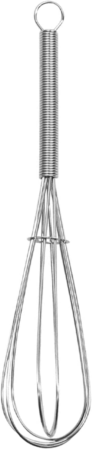 Digead Mini Wire Whisk, 8 Inch Small Whisk for Cooking - Ergonomic Spiral Handle, 304 Stainless Steel - Ideal for Whisking, Beating, Blending & Mixing Sauces - Silver