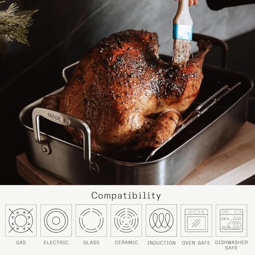 Made In Cookware | Stainless Clad Roasting Pan | 3-Ply Stainless Clad | Professional Cookware | Crafted in Thailand