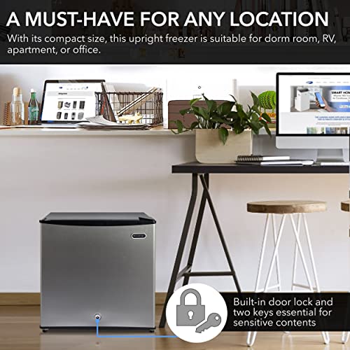 Whynter CUF-112SS Mini, Energy Star Rated Small Upright Freezer with Lock, Stainless Steel -1.1 Cubic Feet