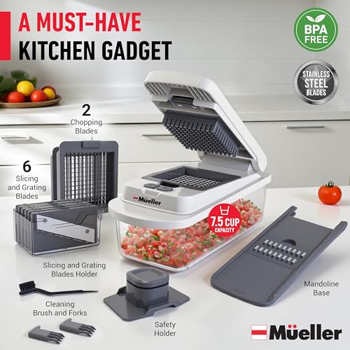 Mueller The Real Original Pro Chopper since 2013 Vegetable Chopper Mandoline Slicer, 8 Blade Food Veggie Chopper Onion Vegetable Cutter with Container, Kitchen Gadgets & Essentials, (10 in 1)