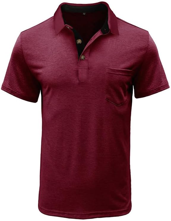 Men's Casual Polo Shirts Classic Button Basic Short Sleeve Shirt Solid Color Cotton Tees Golf Stylish Tops