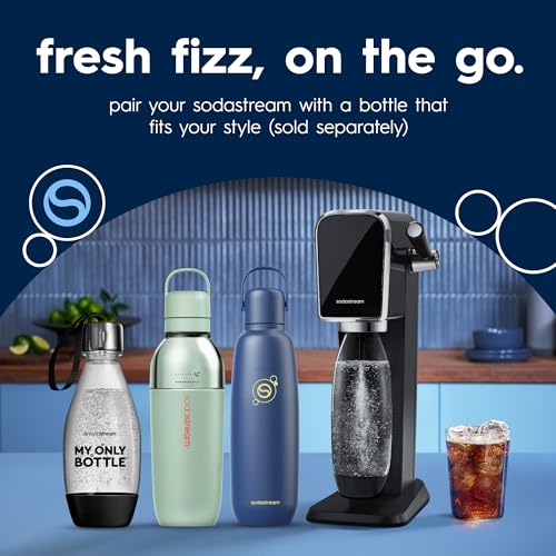 SodaStream TERRA Sparkling Water Maker, CO2 Bundle, CQC CO2 System, Includes 3 Quick Connect 60L CO2 Cylinders, 1 Dishwasher Safe BPA Free Bottle, Make your own Pepsi, Black