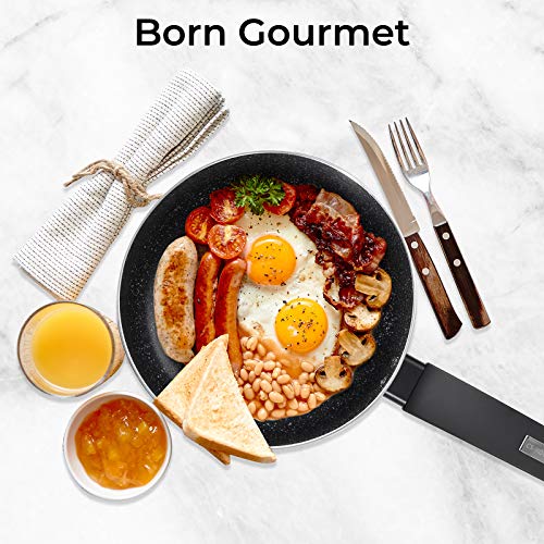 KOCH SYSTEME CS 3 Quart Saucepan - 3 Quart Pot with Nonstick Granite Coatings, 4.4" Deep Sauce Pan with Lid, Heating, Nonstick Saucepan Comfortable Handle, Sauce Pot 3 QT