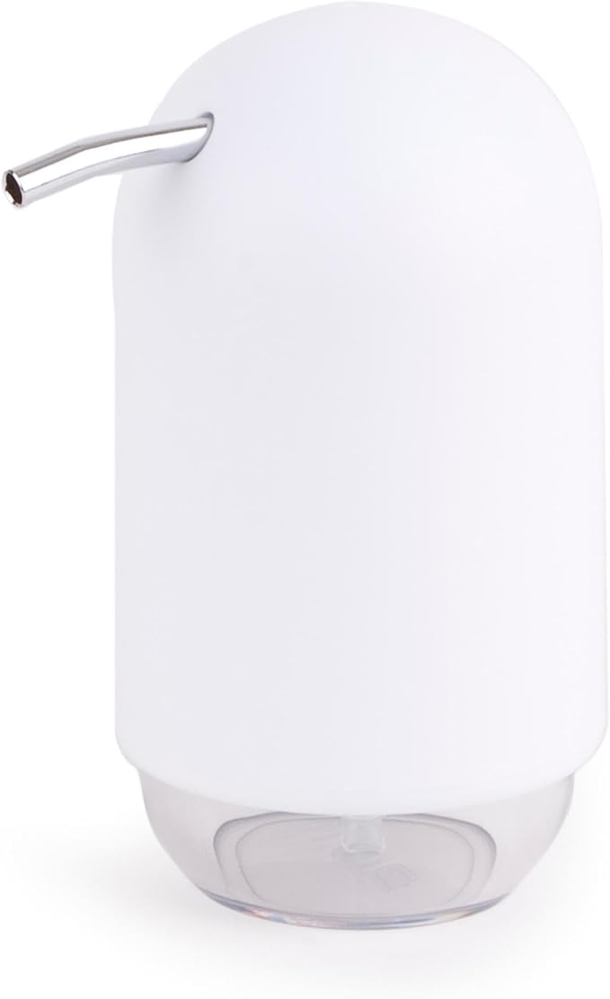 Umbra Touch Soap Dispenser Pump 13 oz (384 ml) Capacity for Liquid Soap or Hand Sanitizer, Easy to Refill, White