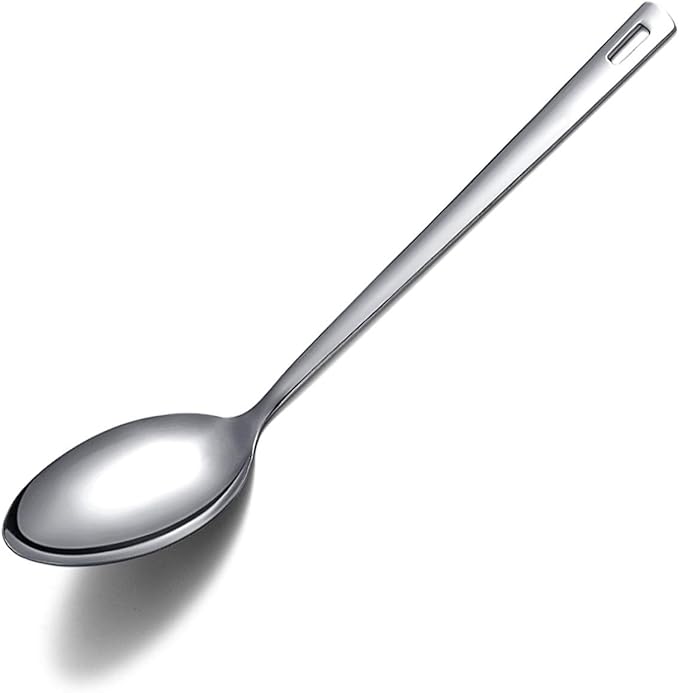 Cooking Spoon, Berglander Stainless Steel Solid Serving, Basting Spoon For Cooking, Kitchen Non-Stick And Heat Resistant, Dishwasher Safe, Easy to Clean