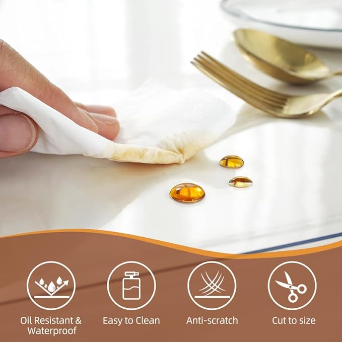 Warmstar Clear Table Cover Protector 16 x 30 Inch,1.5mm Thick Plastic Table Cover Rectangle,PVC Clear Table Protector,Desk Protector Mat for Kitchen, Dresser, Writing Desk，Dining Room Table