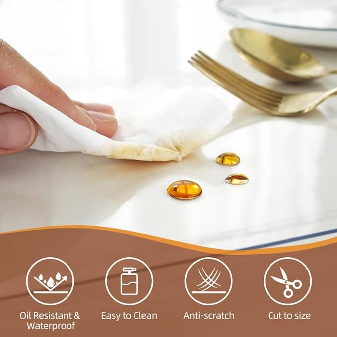 Warmstar Clear Table Cover Protector 60 x 60 Inch,1.5mm Thick Plastic Table Cover Rectangle,PVC Clear Table Protector,Desk Protector Mat for Kitchen, Dresser, Writing Desk，Dining Room Table