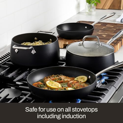 All-Clad Hard Anodized Expert Nonstick Cookware Set, -7 Piece Pots and Pans Set, Induction, OvenSafe 500F - Includes Frying Pans, Saucepan, Sauté-Pan, Stockpot, Professional Cookware - Black