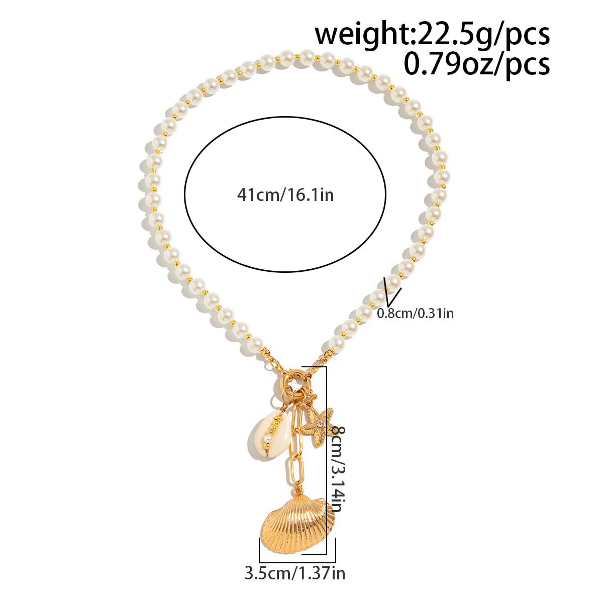 Seashell Necklace Beach Jewelry for Women Starfish Fish Necklace Boho Pearl Choker Sea Shell Necklaces for Women Beach Necklaces Summer Vacation Jewelry (Style3)