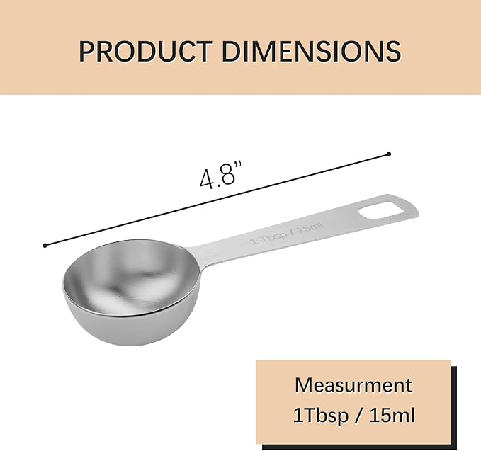 1PCS 1tbsp (3tsp, 15ml, 1/2oz) Single Measuring Spoon, Stainless Steel Individual Teaspoons Only