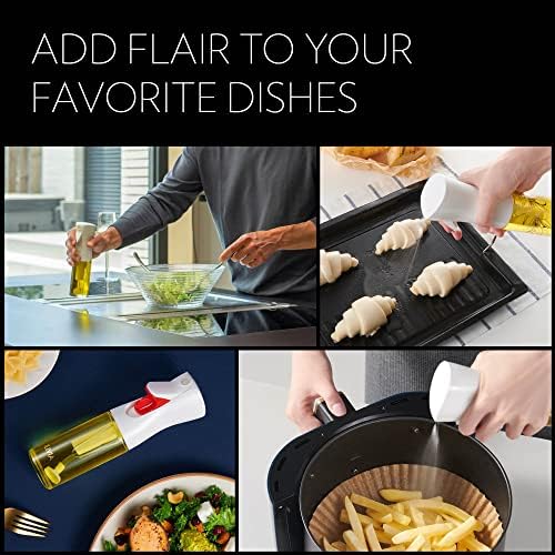 OLIVIA SIGNATURE Advanced Kitchen Oil Sprayer Technology, Fine Mist & Portion Control, Refillable Glass Olive Oil Cooking Spray Bottle for Air Fryer, Salad, BBQ, 130ml (Golden Leaves)
