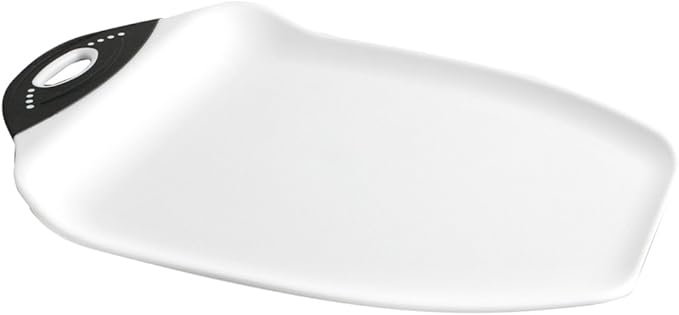 Dexas Chop & Scoop Cutting Board, 9.5 by 13 inches, White with Black Handle
