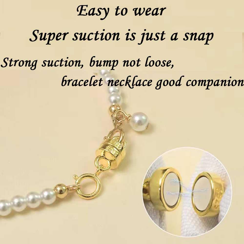 925 Silver Magnetic Necklace Clasps, Magnetic Necklace Clasps and Closures for Bracelet Necklace Extender (8pcs Gold)