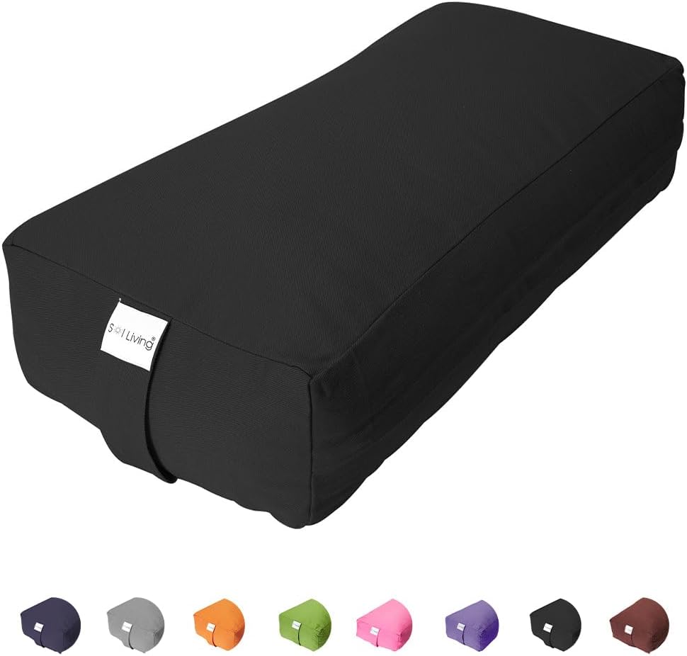 Sol Living Yoga Bolster Pillow Rectangular Meditation Cushion Cotton Meditation Accessories for Restorative Yoga Meditation Pillow Yoga Pillow Firm Body Pillow Bolster Pillow for Legs Removable Cover
