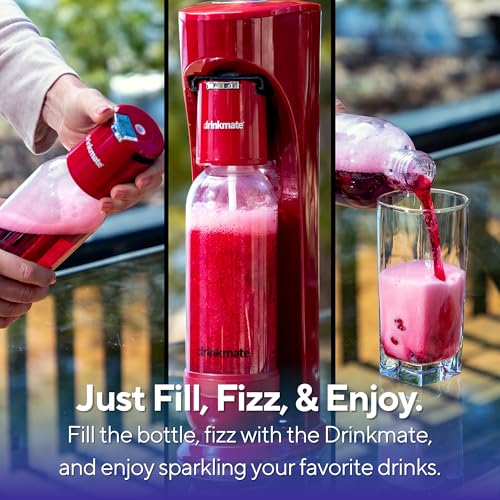Drinkmate OmniFizz Sparkling Water Maker & Soda Streaming Machine | Carbonates Any Drink | PREMIUM KIT | Includes Four 60L CO2 Cartridges + One BPA-Free Bottle (Arctic Blue)