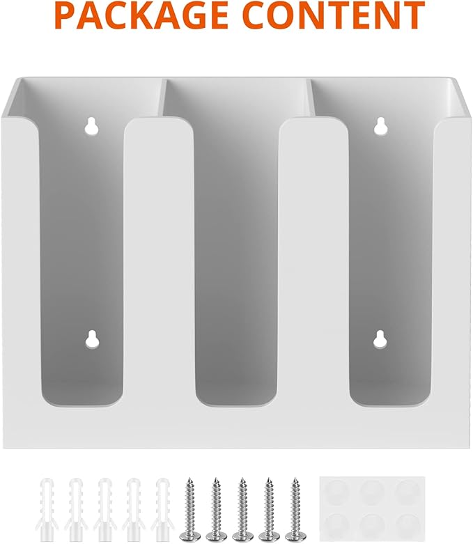 Richboom Acrylic Coffee Cup and Lid Storage Organizer Holder, 3 Compartments, White