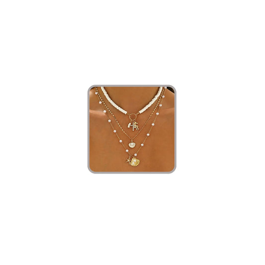 ONBRIG Seashell Necklace Beach Jewelry for Women Starfish Cowrie Puka Shell Necklaces Summer Beach Accessories for Women Vacation Mermaid Ocean Jewelry (style 4)