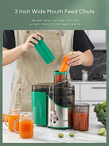 Juicer Machines, Juilist 3" Wide Mouth Juicer Extractor, for Vegetable and Fruit with 3-Speed Setting, 400W Motor, Easy to Clean, Green