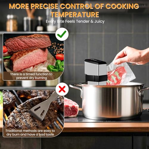 1600W Commercial Sous Vide Cooker Immersion Circulator, Restaurant Sous Vide Machines, 360° Water Circulation, 15dB Ultra Quiet, Fast Heating, Precise Time & Temperature Control (Silvery)