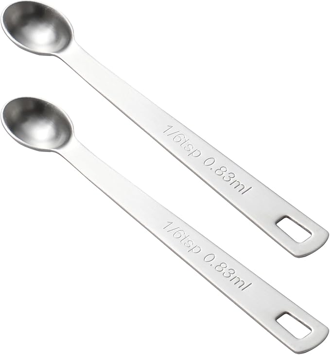 2PCS 1/6 Teaspoon(1/6tsp, 0.83ml) Single Tiny Measuring Spoon, Small Individual Stainless Steel Measure Spoons Only