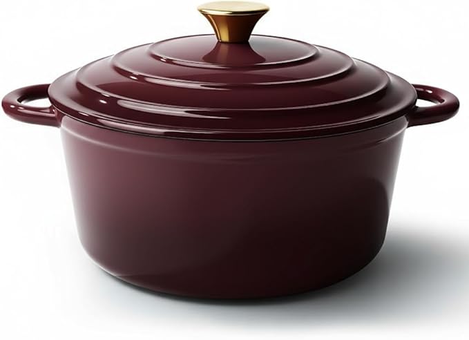 6 Quart Dutch Oven Pot with Lid, Non Stick Enameled Cast Iron Dutch Oven for Bread Baking, Heavy-Duty, Oven Safe Ceramic Cookware Up to 500°F for Baking, Braising, Stews, Roasting, Fig