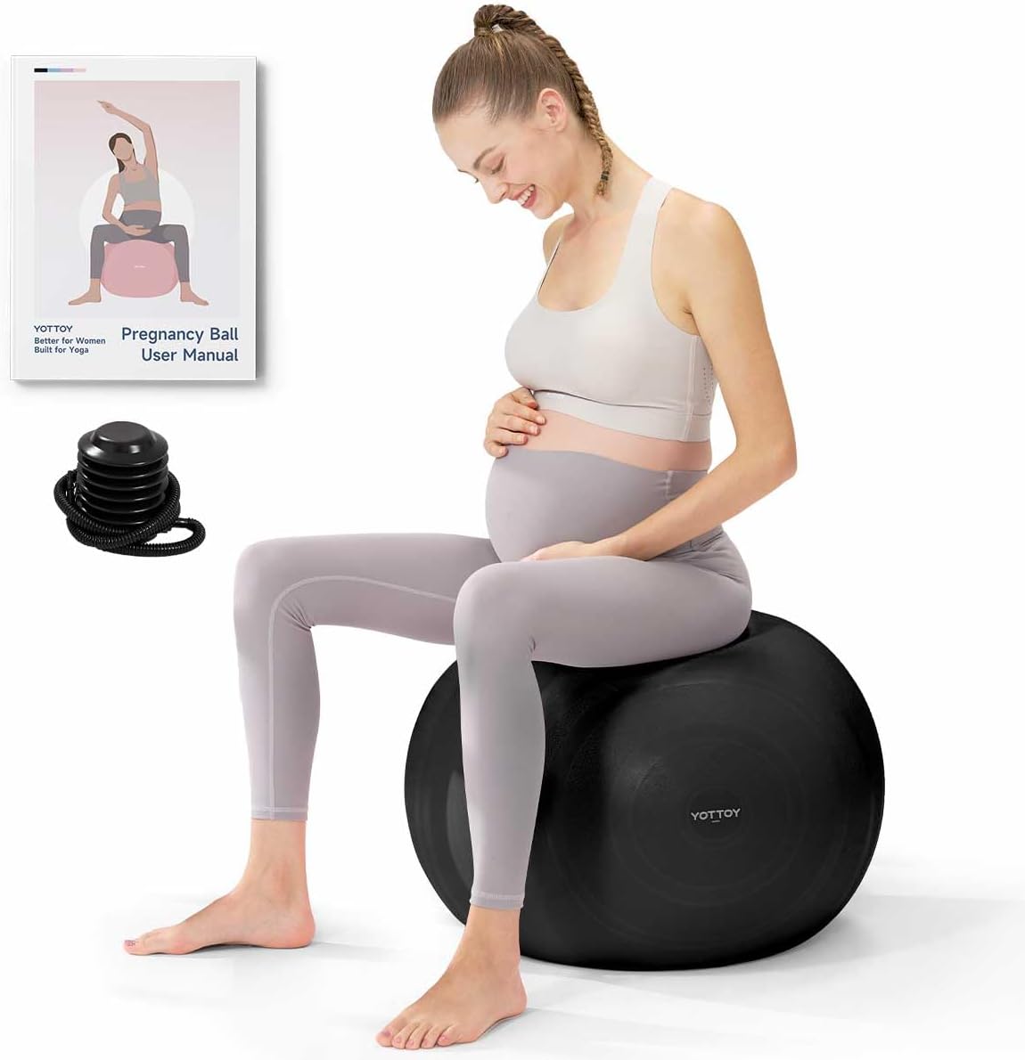 YOTTOY Pregnancy Ball - 1.8mm Thick Birthing Ball for Maternity Physio and Birth Preparation, Yoga and Exercise for Pregnancy - Includes Pump