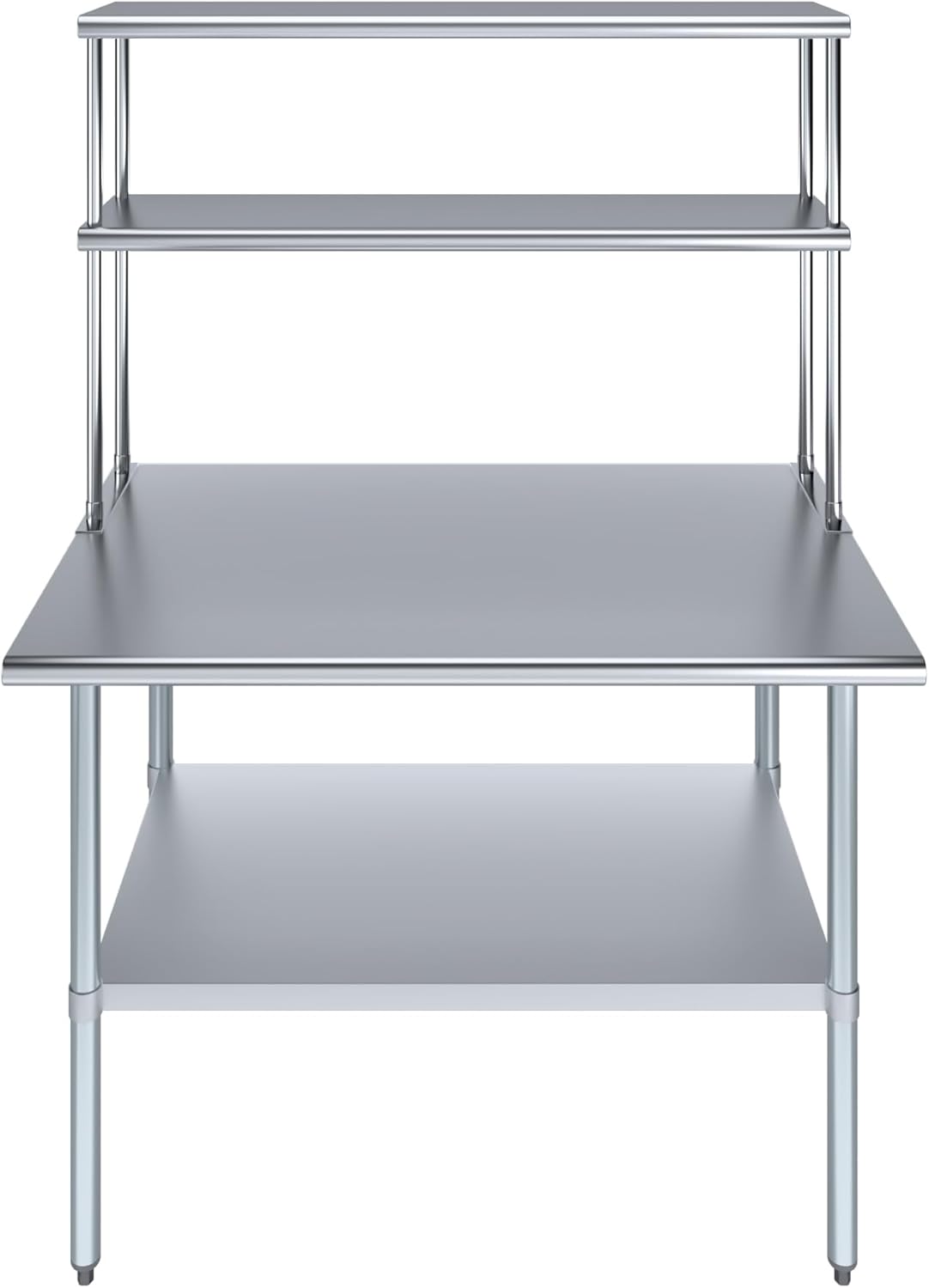 Amgood Stainless Steel Work Table Double Tier Overshelf | Metal Kitchen Prep Table & Shelving Combo (30" x 48" Work Table + 12" Overshelf)