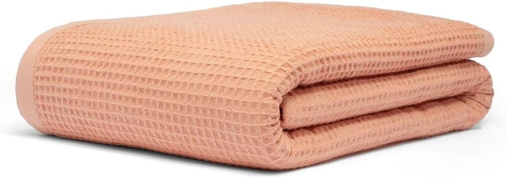 GOTS Certified Organic Cotton Waffle Weave Blanket, Twin Bed & Couch Throw, 66"X90", Modern Home Decor