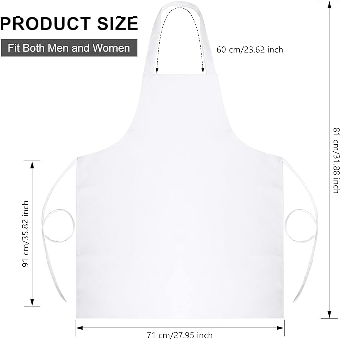 Foaincore Bib Aprons, Unisex Apron No Pocket Bulk Machine Washable Plain Aprons for Women Men Chef Kitchen Drawing
