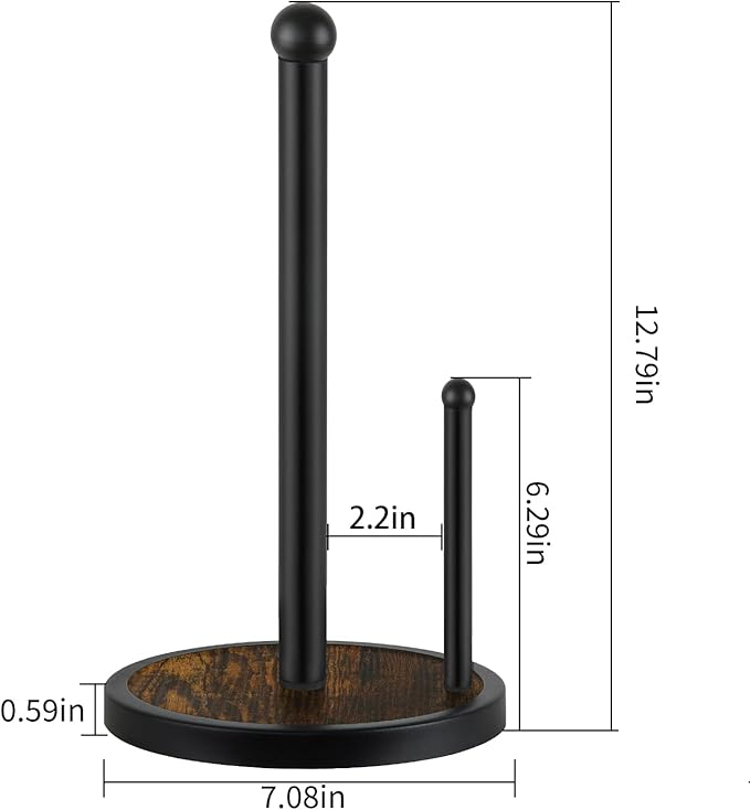 YINMIT Paper Towel Holder Countertop, Standing Paper Towel Roll Holder with Wooden Base, Rustic Farmhouse Paper Towel Holders for Kitchen Counter, Fits Standard or Jumbo-Sized Rolls
