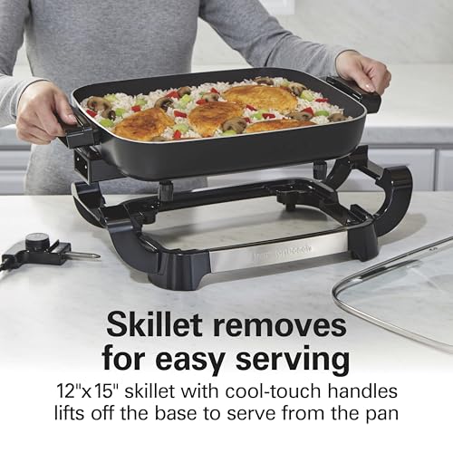 Hamilton Beach Durathon Reversible Ceramic Skillet, 12"x15" Removable Reversible Pan, R25824 (Renewed)