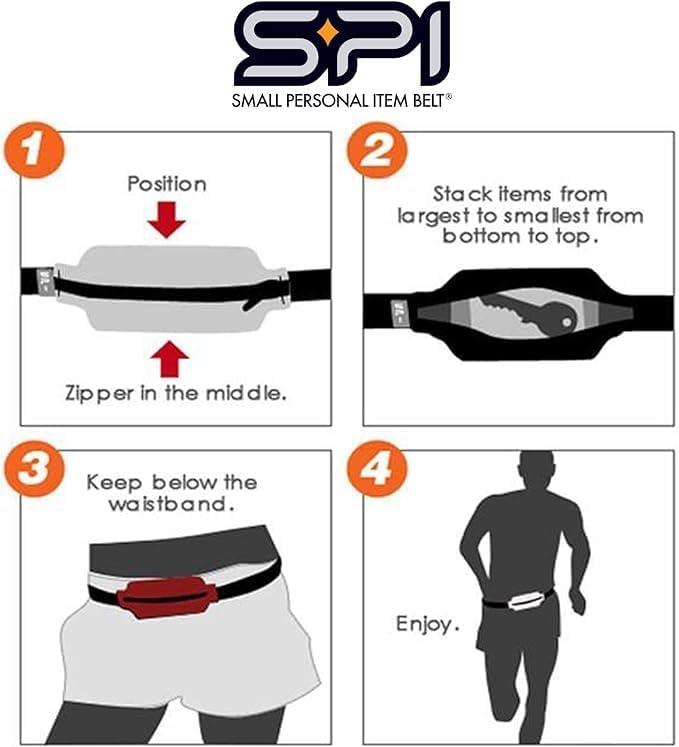 SPIbelt Running Belt for Women Men, Phone Holder for Running, Running Fanny Pack, Running Waist Pack, Adjustable Waist, [Fits All Phones]. Made from Recycled Materials. Blue with Black Zipper