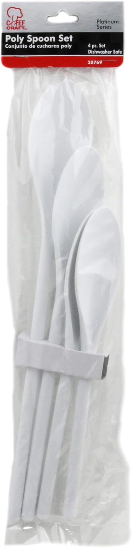 Chef Craft Select Plastic Spoon Set, 10-14.5 inch 4 Piece, White