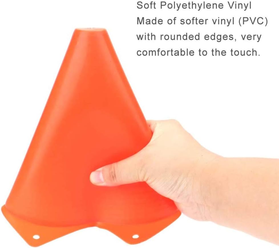 Soccer Cones (7 Inch 25 Pack), Agility Training Sports Cone Plastic with Carry Bag for Kids Football Basketball Drills Field Markers,