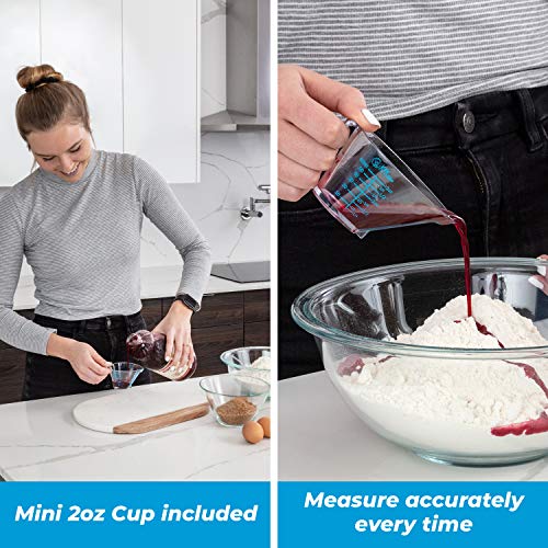 KPKitchen 4-Piece Angled Liquid Measuring Cups Plastic Set - BPA-Free Mini Oz, 1, 2 and 4 Plastic Measuring Cup Sizes - Measuring Cups For Liquids with ML & Cups Measures - Small & Large Measure Cup