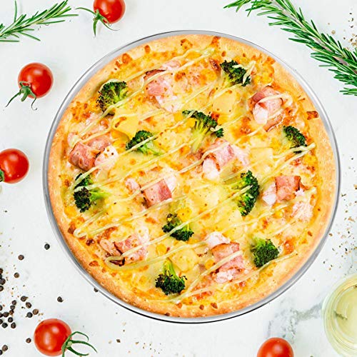 Deedro Pizza Baking Pan Pizza Tray - Stainless Steel Round Pizza Baking Sheet, Heavy Duty Pizza Crisper Pan for Oven, Dishwasher Safe Pizza Serving Tray, 12 inch & 13 inch, 2-Piece Set