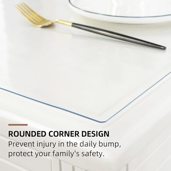 Warmstar Clear Table Cover Protector 24 x 72 Inch,1.5mm Thick Plastic Table Cover Rectangle,PVC Clear Table Protector,Desk Protector Mat for Kitchen, Dresser, Writing Desk，Dining Room Table