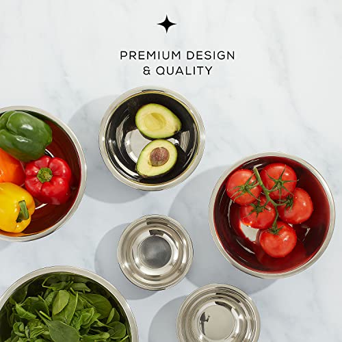 JoyJolt Stainless Steel Mixing Bowl Set - 6 Piece Nesting Bowls, 5qt to 0.5qt, Ideal for Kitchen, Cooking, Baking and Storage