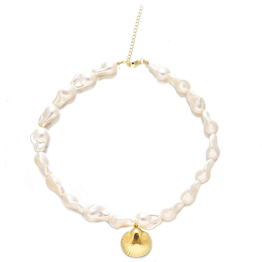 Starfish Pearl Necklace for Women Baroque Pearl Starfish Necklace Bubble Star Statement Necklaces Adjustable Baroque Star Necklaces Summer Fashion Jewelry Accessories (shell)