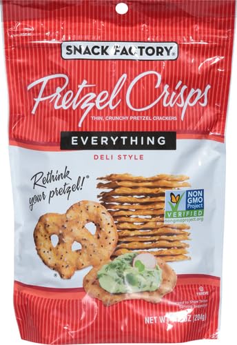Snack Factory Everything Pretzel Crisps, Non-GMO, 7.2 OZ Resealable Bag (Pack of 2)
