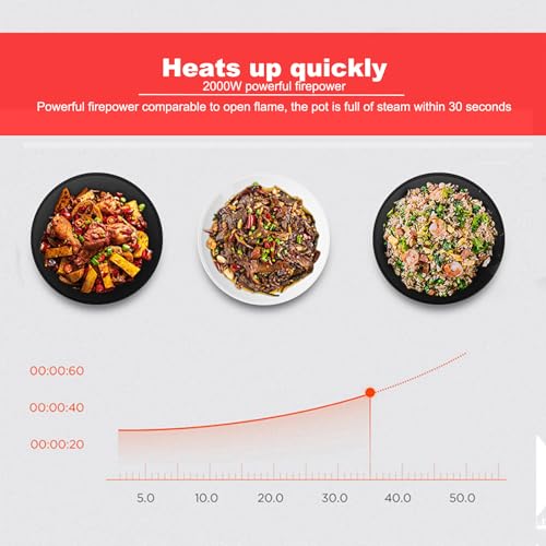 smafoseedding 2000w 6l Auto Cooking Wok Fried Rice Machine,Automatic Cooking Pot Fried Rice Machine/Touch Control, 3-Level Gear Adjustment, 360 ° Automatic Rotation, with 3 Cooking Utensils