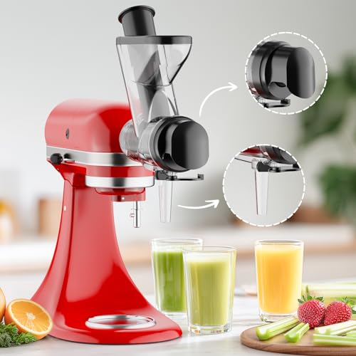 Masticating Juicer Attachment for KitchenAid Stand Mixer, Cold Press Juicer for KitchenAid Mixer Attachments with Dual Feed Chute, Slow Juicer Machine for Vegetables & Fruits by InnoMoon