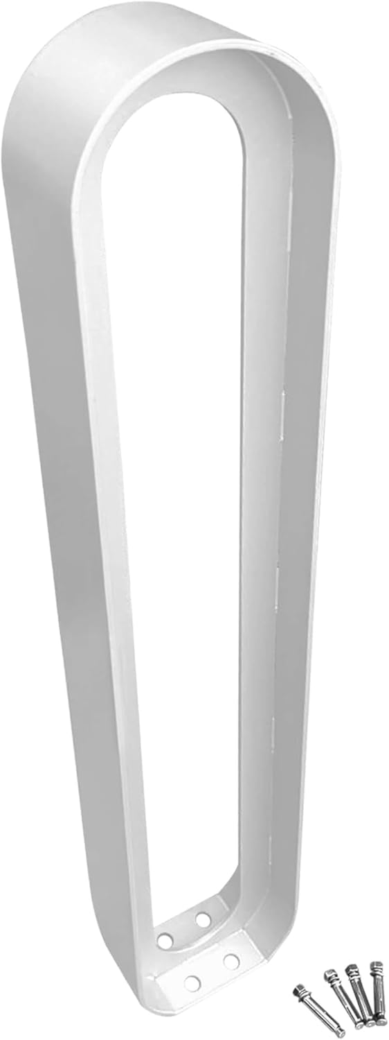 Sandbaggy Modern Commercial Bike Rack | 6.5” x 3” x 35” Oval Design | In-Ground | Anchor Bolts Included (White, 2)